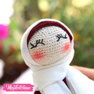 Doll-Crochet-Veiled Maroon Girl (24 cm)