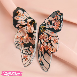 Resin Earring-Black Butterfly