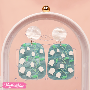 Acrylic Earring-White Flower