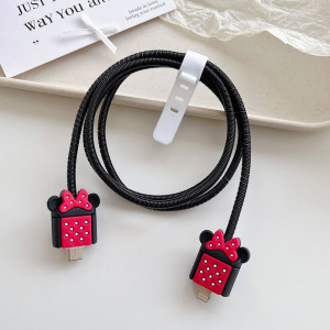 Set of 4 Minnie Mouse Cartoon Print Data Cable Protector iPhone & Android 