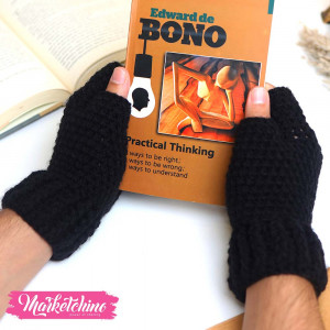 Gloves For Men-Crochet-Black