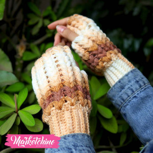 Gloves-Crochet-Brown&Beiage