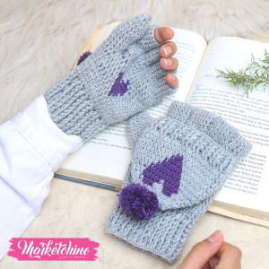 Gloves-Crochet-Gray&Purple