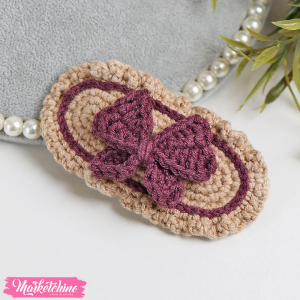 Crochet Hairclips-Beige Flower