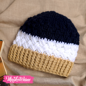 Ice Cap For Men-Crochet-Dark Blue&Beaige
