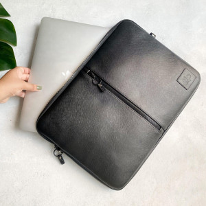 Leather Laptop Sleeve-Black 15.5 Inch 