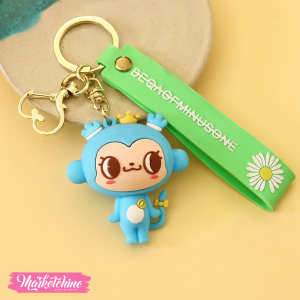 Silicone Keychain-Light Blue Monkey 