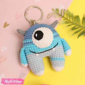 Crochet Keychain-Light Blue Monster  (8 cm )