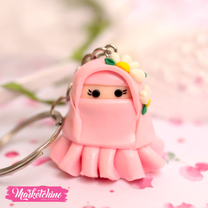 Ceramic keychain-Veiled Girl-Pink
