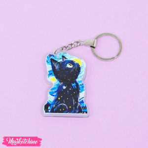 Acrylic Keychain - Van Gogh Cat 