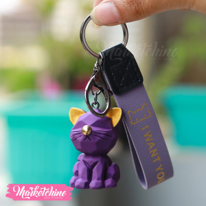 Silicone Keychain-Purple Cat 