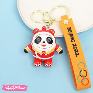 Silicone Keychain-Red Astronaut Panda 