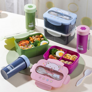 Acrylic Lunch Box With Water Bottle & Fork 