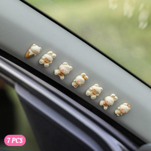 7pcs Cartoon Bear & Rabbit Design Car Ornament
