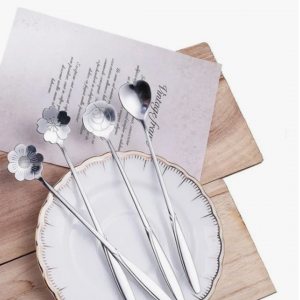 4pcs Creative Cute Long Handle Stirring Spoon With European