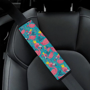 Set of 2 Covers, Queen Flamingo Seat Belt Cover