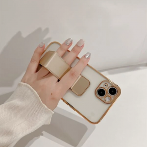Contrast Frame Clear Cover Iphone 14 With Foldable Holder