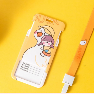 Cartoon Duck & Girl ID Card Holder