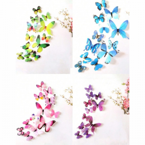 12pcs/set PVC 3D Butterfly Sticker