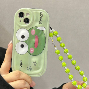 Cartoon Frog Print  Cover IPhone 14  With Lanyard 