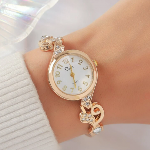 Gold Zinc Round Dial Quartz Watch