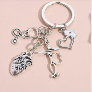 Heart & Stethoscope Pendant Keychain