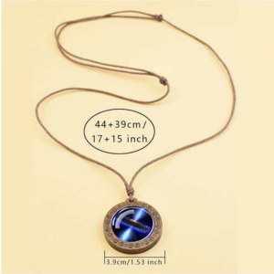 Universe Black Hole Art Glass Wooden Necklace