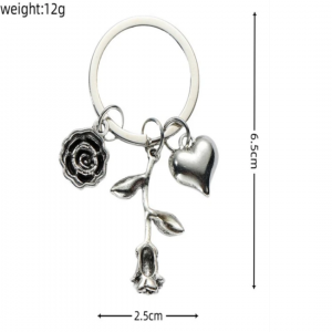 Flower & Heart Charm Keychain