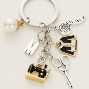 Faux Pearl & Letter Sweeping Keychain