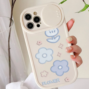 Flower Pattern Phone Case With Slide Camera Cover Iphone 13