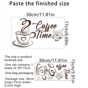 1pc PVC Wall Sticker Coffee & Letter Graphic 