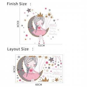 Cartoon Girl Print Kids Wall Sticker