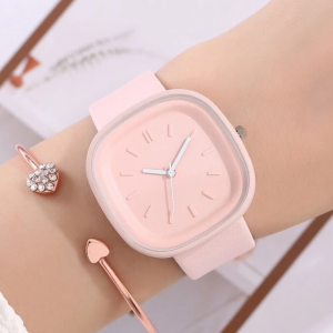 Square Quartz Watch-Pink