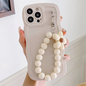 Solid Wavy Frame Phone  Cover Iphone 13 Pro Max With Lanyard