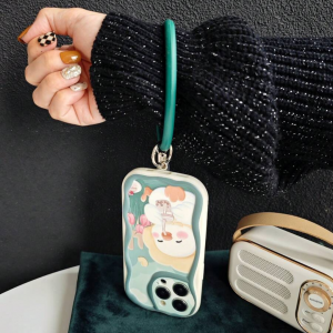 Cartoon Duck Pattern Cover  iphone 14  pro max With Wristband Ring