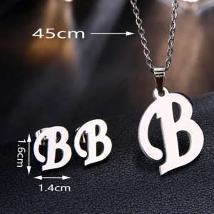 Set of  3pcs Fashion Stainless Steel Necklace  Letter N