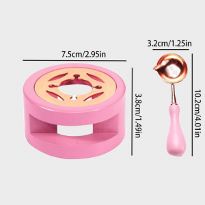 1pc Two Tone Hollow Wax Melting Furnace Stove With Wax Spoon-Pink