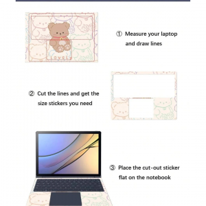 1set Cartoon Bear Pattern PVC Universal Laptop Sticker