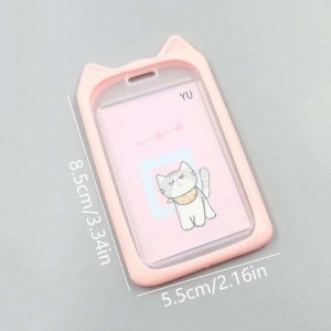 1 pc Cat Ear Design Random Card Folder With Lanyard