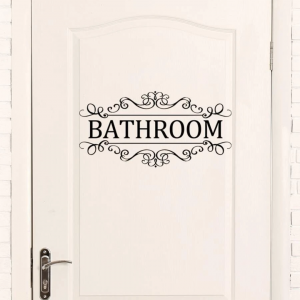 Bathroom Letter Print Door Wall Sticker