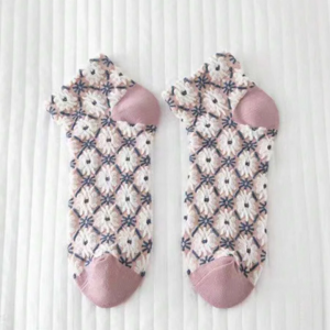 Floral Pattern Casual Ankle Socks-Kashmir