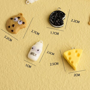 Set Of 8pcsCute Cheese & Cookie DIY Pendant