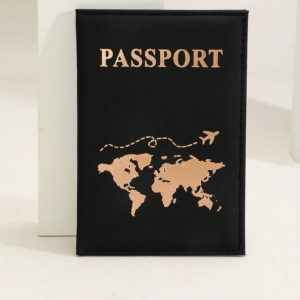 Vintage World Map & Letter Print Matte Surface Pu Passport Case 