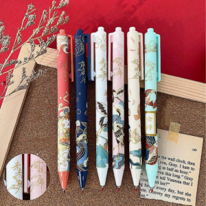 6pcs Chinese Style Cute Cartoon 0.5 mm Black Gel Ink Pen