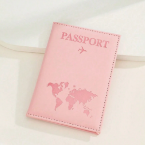 Vintage World Map & Letter Print Matte Surface Pu Passport Case 