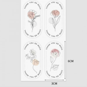 100pcs pack Flower Shaped Thank You Stickers
