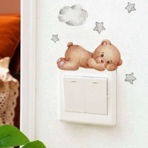 	  Cartoon Bear Pattern Switch Outlet Wall Sticker