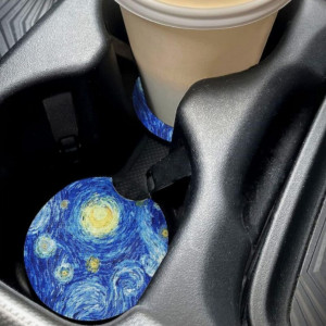 Set OF 2Pcs Car Coasters for Drinks Absorbent Van Gogh 