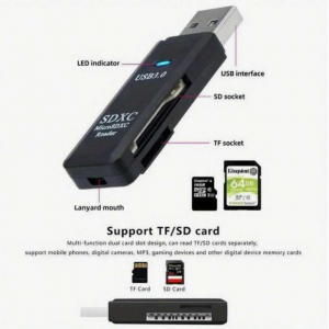 Mini High Speed 2 In 1 Multi Card Reader USB 3.0 Micro SD TF Card Memory Flash Drive Adapter