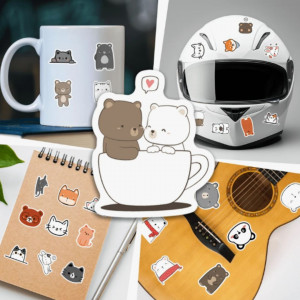 75pcs Cute Cartoon Bear Doodle Stickers 